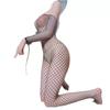 Fragrância para Ouvir à Noite Lingerie Sexy de Manga Comprida Meia-Calça de Malha Grande Body Sexy Transparente Roupa de Malha
