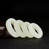 Anel de Dedo de Jade Branco Seda Dourada de Xinjiang Grau A Anel de Pedra Olho de Tigre Anel Anel de Jade Hetian Jade Branco Verde Anel Anel Atacado