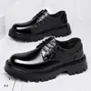 Zapatos transfronterizos talla grande 48, colección versátil de otoño, con cordones para hombre, bloques de color, diseño de puntera gruesa, zapatos Derby casuales de suela gruesa estilo británico
