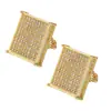 Pendientes Hip Hop Europeos y Americanos Pendientes Cuadrados de Mujer con Circonita Completa Pendientes Distintivos de Pareja Accesorios Versátiles de Comercio Exterior