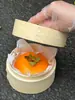 Caqui de Otoño Mochi de Nieve Mini Cesta Vaporera Decoración de Pastel Cesta Vaporera Tejida de Bambú Caja Pequeña para Pastel de Caqui Cesta de Mano