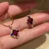 Conjunto Romântico de Colar e Anel "Branca de Neve" Estilo Palácio Retrô, Contraste de Cores de Luxo Leve