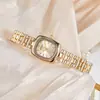Relógio feminino de alto padrão, temperamento medieval coreano, dourado, quente, para estudantes, nicho, primeira geração de mercadorias para atacado