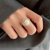 Anillo de Perla de Agua Dulce Guan Yu con Diamantes Completos, Diseño Hueco, Joyería Estilo Japonés y Coreano, Accesorio de Regalo para Mujeres S1071065