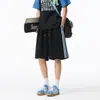Pantalones Deportivos de Cinco Puntos a Rayas de Pierna Ancha, Sueltos, Retro, de Peso Pesado para Pareja, de Verano, Modernos para Hombre