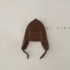 Gorro de Protección para Oídos Infantil Estilo Otoño e Invierno Color Sólido Gorro Lei Feng Moda de Invierno para Viajes de Bebé Sombrero de Punto