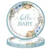 Conjunto de Suprimentos de Decoração para Festa de Aniversário Infantil com Tema Floral Azul Claro Transfronteiriço - Guardanapo de Papel e Prato de Papel