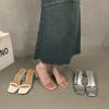Sandalias transparentes francesas, zapatillas de tacón alto, zapatos de hada, atuendo de verano 2024, diseño de sandalias de noche
