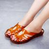 Chinelos de cristal Flat Transparent Home Sandálias femininas ao ar livre sandálias antiderrapantes para idosos escorregadores internos