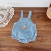 Mono de mezclilla para bebé, mono de verano con bordados bonitos para niños y niñas, camisetas de manga corta, traje holgado para bebé