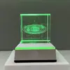 Luminária de Noite de Cristal Luminoso Presente Criativo Cubo Esculpido em 3D Enfeites de Mesa Lâmpada Decorativa para Quarto Lâmpada de Cabeceira de Ambiente