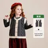 Roupas Infantis Amila 2026 Inverno Novo Colete de Tricô Gola Redonda Infantil Cardigan Suéter Sem Manga Retrô para Meninas