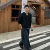Suéter Falso de Dos Piezas Estilo Retro Old Money para Hombre Invierno Tejido Retorcido Perezoso Textura Pesada Holgada Camisa Base