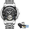 LIGE LIGE 9841 nuevo y explosivo Tourbillon multifuncional superficie mate automático mecánico impermeable Reloj de Ocio