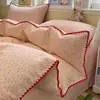 Categoria a Conjunto de Cama de Gaze Dupla Camada para Maternidade e Bebê, Conjunto de Quatro Peças, Algodão Puro, Capa de Edredom Infantil com Desenho, Lençol de Cama, Conjunto de Roupa de Cama de Três Peças