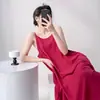Camisón holgado de algodón y seda con estampado para mujer, ropa de casa, informal, sexy, vestido largo, falda, pijama, nuevo estilo de primavera