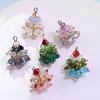Colgante de árbol de Navidad de cristal atmosférico para Navidad, accesorio de llavero hecho a mano para bricolaje, decoración