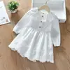 Vestido de Manga Larga para Niña para Uso al Aire Libre, Nuevo Estilo Coreano de Otoño Ropa Infantil, Elegante Vestido Blanco para Bebés Niñas, Vestido de Princesa para Primavera y Otoño