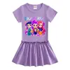 Grupo de Meninas Caçadoras de Demônios Kpop Roupas de Verão para Crianças Vestido Plissado Cartoon de Meia Manga para Meninas Saia Plissada Estilosa para Bebês