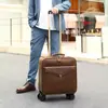 Maleta de cuero Marant de 20 pulgadas, duradera y resistente, con ruedas giratorias silenciosas y caja de contraseña, para viajes y abordaje