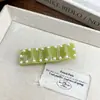 Grampo de Cabelo Retrô Coreano de Acetato com Pérolas Presilha Bico de Pato Moda Franja Lateral Acessório de Cabelo Adorno de Cabeça