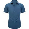 Camisas de Manga Corta al por Mayor para Hombre, Tops Finos de Verano Ajustados, Camisas Formales de Color Sólido Casual de Negocios