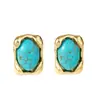 Pendientes de Piedra Natural de Lujo Ligero para Otoño e Invierno, Pendientes Personalizados Retro de Turquesa, Pendientes Versátiles de Ojo de Tigre de Moda de Gama Alta para Mujer