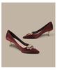 2024 Sapatos de salto alto stiletto francês com strass e bico fino para mulheres, sapatos de noiva Xiuhe para casamento