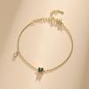 Pulsera de acero de titanio chapada en oro de 14K con gema de esmeralda, pulsera de moda para mujer, estilo simple INS, diseño de lujo ligero