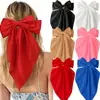 Pinza para el pelo grande de clip de resorte con lazo de satén popular transfronterizo, pasador de color sólido para mujeres, accesorios para el cabello