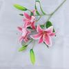 Lírio Artificial 3 Cabeças Toque Lírio PU Buquê Flor Artificial Decoração de Casa Casamento Adereços Flor Falsa Atacado