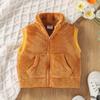 Colete Jacket de Lã Macio Cor Sólida Fofo para Bebê Unissex Peça Única Atacado Moda Simples Curto Casual Versátil Espessado