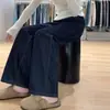 Jeans azul escuro feminino plus size gordinha mm calças afuniladas estilo primavera e outono calça de perna estreita calça de perna larga calça de cintura alta calça de perna reta solta
