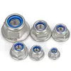 Acero Inoxidable 304 Tuerca de Seguridad Antiaflojamiento de Nylon con Brida Hexagonal Tuerca de Bloqueo Antideslizante M3M4M5M6M8-M12