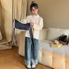 Traje de primavera y otoño para niñas 2025 nueva moda estilo coreano para niñas niños grandes chal camisa jeans moda