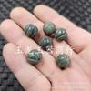 Cuentas de calabaza talladas con raíz de Bodhi de jade blanco, cuentas dispersas, cuentas de rehabilitación de Bodhi verde oscuro, accesorios de joyería de bricolaje para danza del león, cuentas hechas a mano