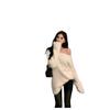 Suéter Blanco Imitación Mink para Mujer Otoño Hombro Descubierto Clavícula Suelto Perezoso Jersey Superior