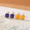 Pendientes Cuadrados Yiluyin S925 Plata de Ley Chapados en Oro Lapislázuli Ámbar Perla Pendientes de Plata Versátiles Nuevo Estilo Chino
