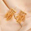 Pendientes largos exagerados con borlas transfronterizos europeos y americanos, metal chapado en oro real de 18K, accesorios de vestir de lujo ligero de alta calidad