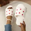 Pantuflas de algodón para casa con forma de corazón, de suela blanda y punta abierta, transfronterizas, felpa engrosada antideslizante para otoño e invierno, pantuflas de algodón simples para el suelo