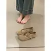 Zapatos Mary Jane de Gamuza Estilo Bosque Retro Estilo Literario con Correas de Hebilla de una Sola Línea, Boca Baja, Punta Redonda, Planos Zapatos de Ballet para Mujer
