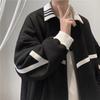 Chaqueta de solapa para hombre, primavera y otoño, estilo Hong Kong, chaqueta holgada de estudiante de tres barras, top informal coreano a juego.