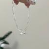 Pulsera de Plata Esterlina S925 con Perlas Naturales de Agua Dulce Redondas, Doble Capa, Diseño Minimalista Ins para Mujer, Versátil, Cadena de Hueso de Serpiente