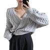 Estilo Coreano 2026 Nuevo Otoño e Invierno Cable Grueso Cuello en V Botón Único Cardigan Suéter Retro Chic Casual