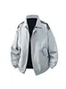 Chaqueta de solapa de tres rayas de moda estilo americano para hombre, ropa de trabajo vintage de primavera y otoño, cortavientos casual holgado de moda