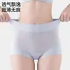 Pantaletas de verano finas de seda helada para mujer, de cintura alta, control de abdomen, levanta glúteos, seda de morera grado 10A, antibacterianas, entrepierna extendida