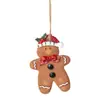 Adorno de Figura de Hombre de Jengibre con Lazo de Resina Navideña Colgante Pequeño para Árbol de Navidad Decoraciones Navideñas Gorro de Navidad