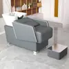 Lavabo de Cerámica para Lavado de Cabello para Salones de Belleza, Estilo Simple Semi-Reclinable, Cama de Masaje y Lavado para Salón de Belleza, Venta Directa del Fabricante