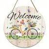Olá, Placa de Porta Floral, Pintura Decorativa Vintage, Arte de Parede em Madeira, Placa para Pendurar na Parede, Placa de Boas-Vindas para Entrada Interna e Externa