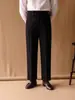 Calças Masculinas de Sarja Retas Casuais Estilo Italiano Britânico Nápoles Outono Inverno Moda Retro para o Trabalho Cintura Alta